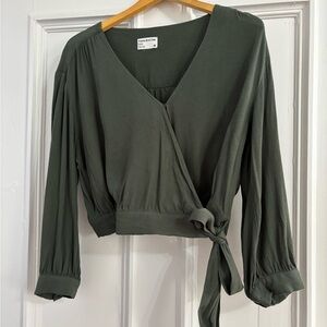 Olive Green Wrap Top